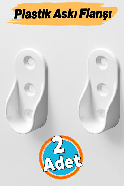 NZB Askı Flanşı Elbise Askısı Dolap İçi Metal Boru Tutucu Plastik 2 Adet Beya...