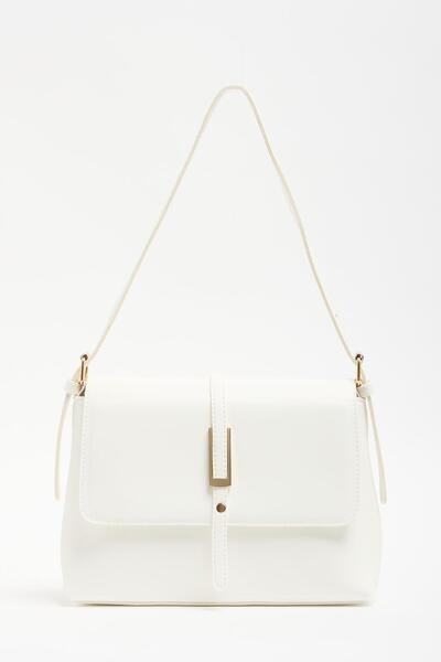 Çanta Trend Geantă de mână și de umăr pentru femei, albă, cu cataramă aurie