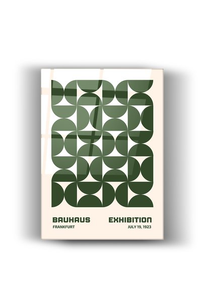 Nooraa Bauhaus Frankfurt 1923 – Green Geometric Design-Glass Painting-Home an...