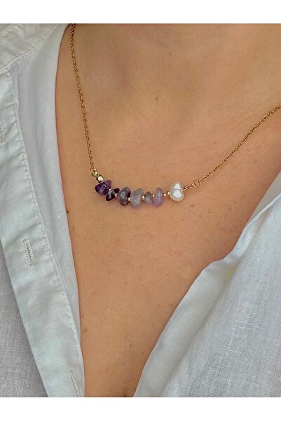 NevoAccessory قلادة ضوء القمر واللؤلؤ الأرجواني