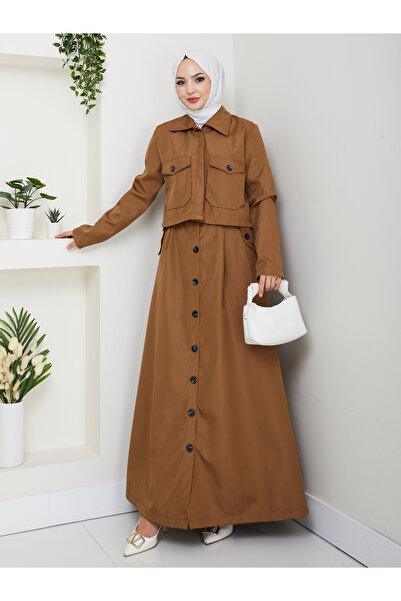badibadii Double Trench Coat Set with Pocket Skirt Rc30801