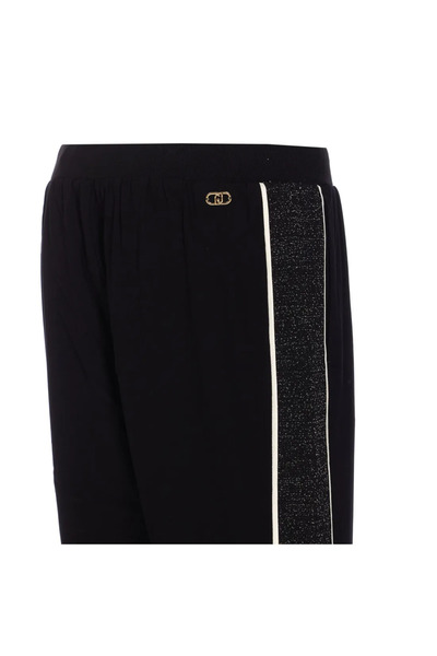 Liu Jo Kadın Yanları Parlak Şerit Çizgili Düz Paça Siyah Pantolon TF5294TS423-09Z49