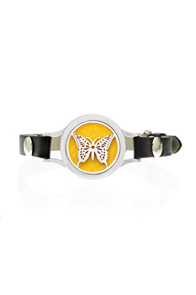 NEO Neo™ WJ445 Aromatherapy Bracelet, Yellow Butterfly, -friendly, zinc alloy and eco-friendly leather