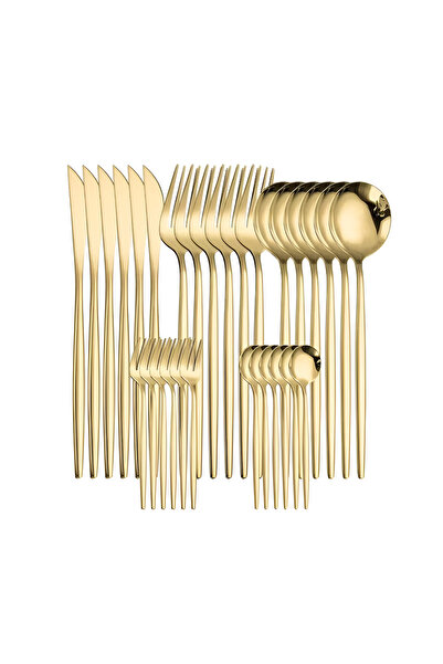 NEO 24-Piece Shiny Finish Stainless Steel Cutlery Set, Gold, Neo™