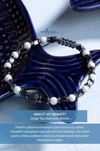 Deniz Doğal Taş سوار مكرامية من الحجر الطبيعي الهيماتيت معتمد من هافليت