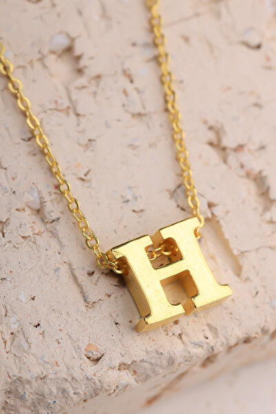 Lucente Jewellery Luxury Serisi Işıklı Hediye Kutulu 925 Ayar Altın Gümüş Kaplama H Harfi Üç Boyutlu Döküm Harf