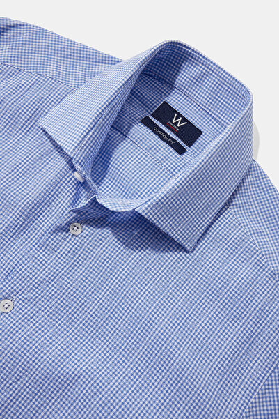 W Collection White Long Sleeve Micro Patterned Shirt