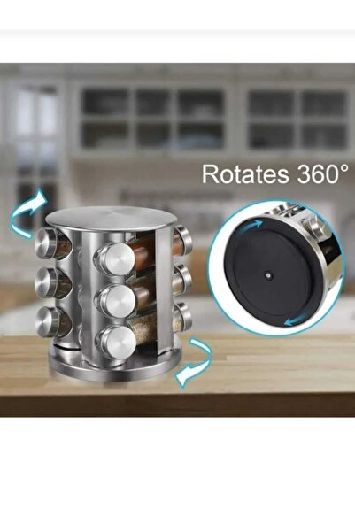 METALAY 12-Piece Rotating Metal Spice Rack Spice Set Round Steel