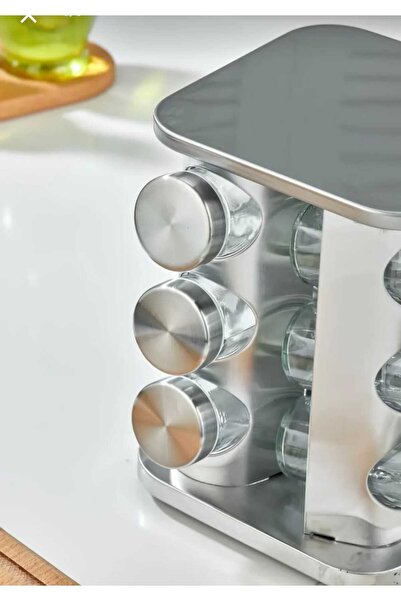 METALAY 12-Piece Rotating Metal Spice Rack Spice Set Square