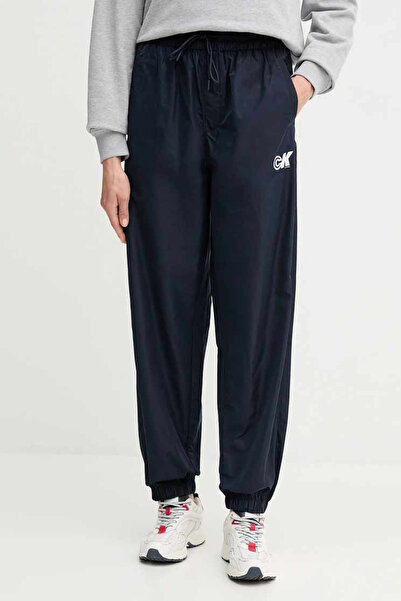Calvin Klein Kadın Beli Bağcıklı Paçası Ribanalı Jogger Pantolon - Lacivert