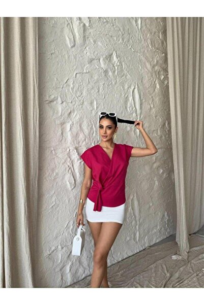 Serero BLUZĂ FĂRĂ MÂNECI CU DETALII DE LEGARE YANDAN - Fuchsia