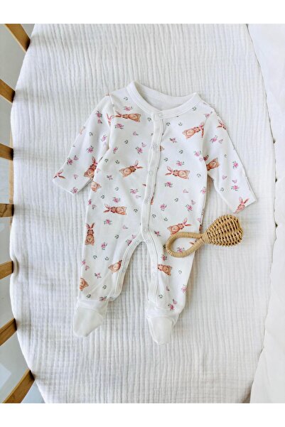 NUNU BABY Tavşanlı Çoraplı Kız Bebek Tulum