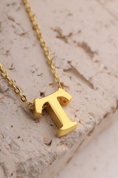 Lucente Jewellery Luxury Serisi Işıklı Hediye Kutulu 925 Ayar Altın Gümüş Kaplama T Harfi Üç Boyutlu Döküm Harf