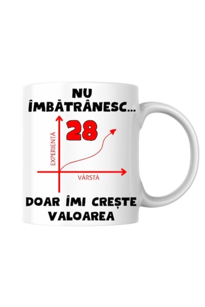 T&M Personalizare Cană personalizată - Nu îmbătrânesc, 28 de ani, doar câștig...