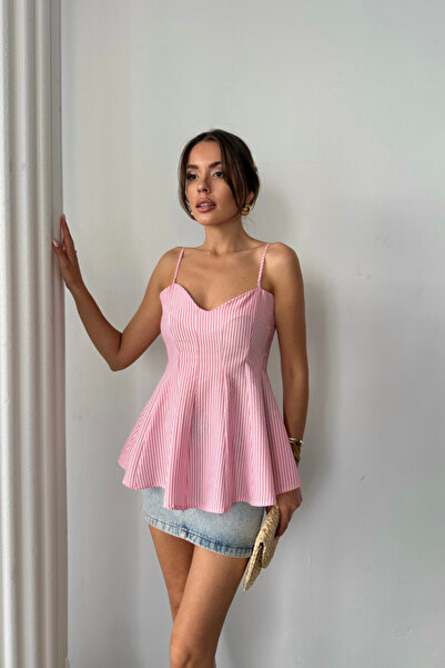 gl00my ΡΙΓΕ ΜΠΛΟΥΖΑ ΜΕ ΛΑΝΤΑΝΙΚΟ ΜΕ ΛΕΠΤΟΜΕΡΗ ΚΡΕΜΑΣΤΟ - Ροζ