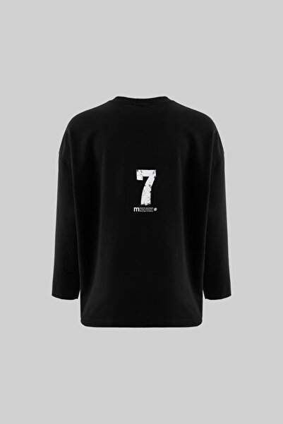 Machinist Men's Oversize Printed Long Sleeve Black Sweatshirt