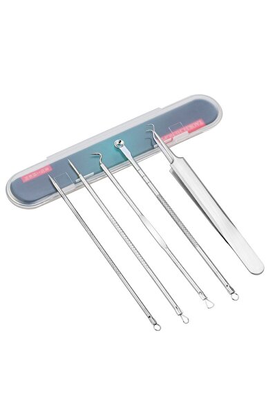 NEO Set of 5 tweezers for extracting blackheads, comedones, acne, cosmetic utensils made of stainless steel, metal