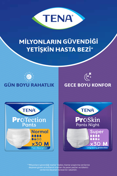 TENA Absorbent Panties Size m (Protection Normal + Proskin Night Super, 60 Pi...