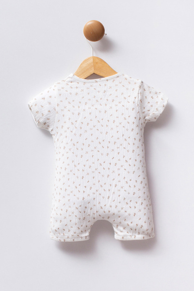 U.S. Polo Assn. Baby Girl White Minimal Floral Pattern Short Romper 50322899-Vr013