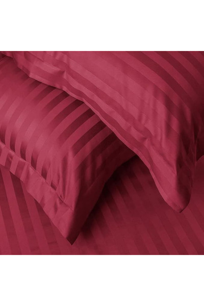 Kotonia Home Set of 2 Kotonia Home Deco pillowcases Damask Satin 100% cotton, stripe size 1 cm, Red, 70x70 cm