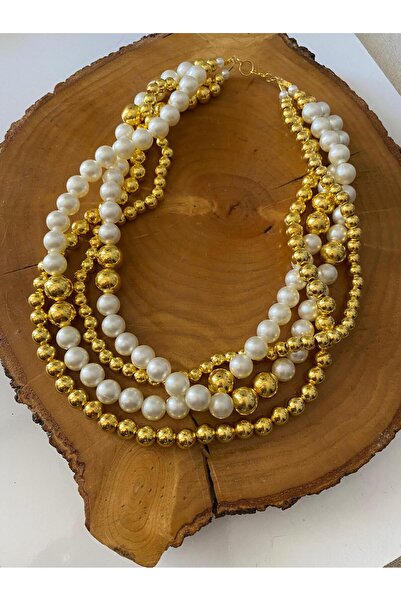 canan dizayn Manifest Multi-Bead Style Necklace Gold-Nickel