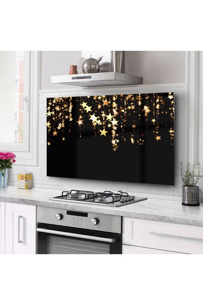DreamHomes Protector din sticla pentru spatele aragazului de bucatarie |   Model de stele