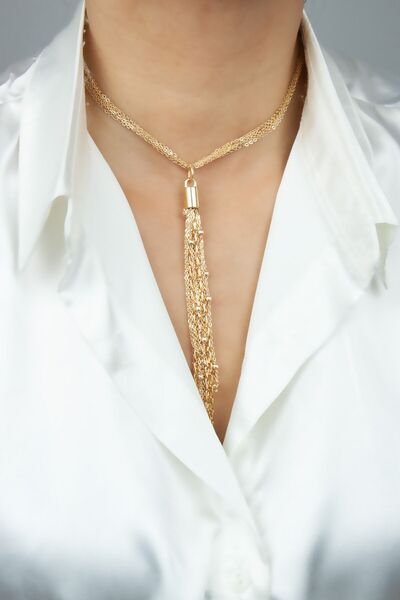 Liveyn Design Chain Tassel Pendant Gold Necklace