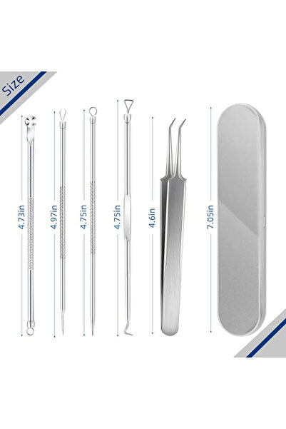 NEO Set of 5 tweezers for extracting blackheads, pimples and acne - stainless steel material,