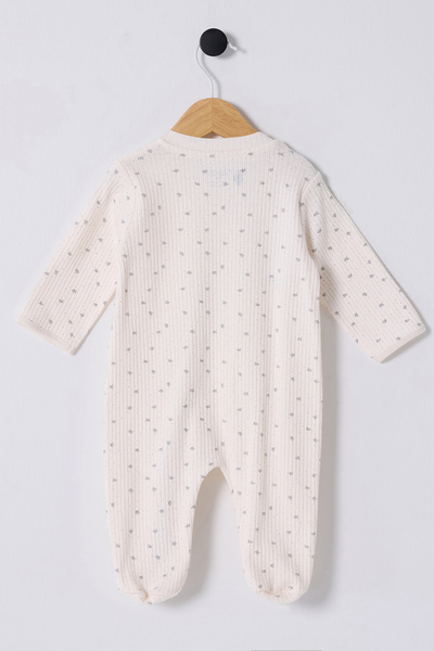 U.S. Polo Assn. Baby Girl White Zippered 100% Cotton Booties Jumpsuit 50322825-Vr013