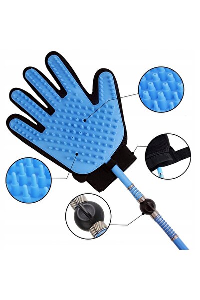 NEO Perie de baie pentru caini, Model Manusa, Tub 2.1m, Silicon/ABS, Albastru...