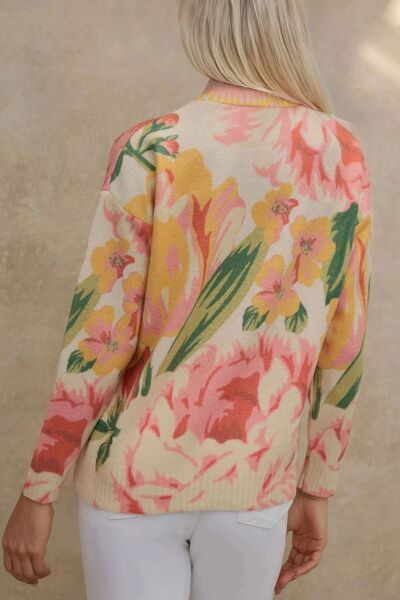 Hiccup Jacquard Knit Round Neck Sweater