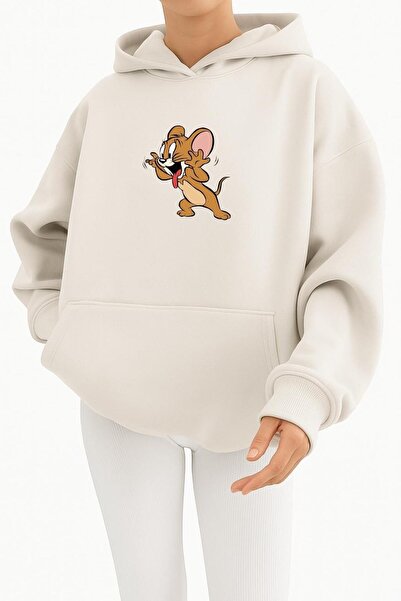 DM DOLCE MORE سترة بغطاء للرأس للجنسين مطبوعة بشخصيات كرتونية من 3 خيوط قطنية...