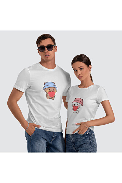 Bir Kalp İki Ayıcık - İkili Tshirt Sevgili Çift Kombini