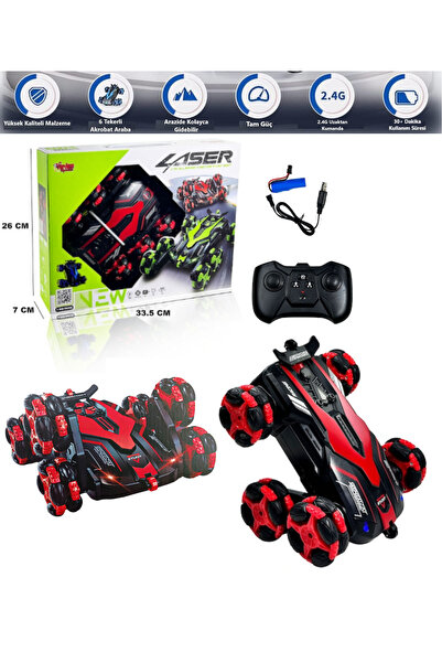 Brother Toys Dublör Araba Uzaktan Kumandalı Full Fonksiyon 6 Tekerli Şarjlı Akrobat Oyuncak Arazi Araba 19 Cm.