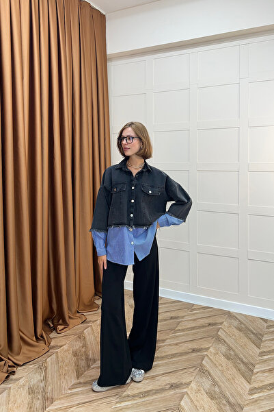 Stilife Denim Jacket Shirt Anthracite