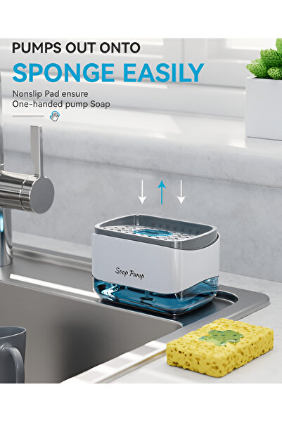 NEO 2 in 1 Dishwashing Liquid Dispenser, Sponge Holder, 350ml, White, Compact, Neo™