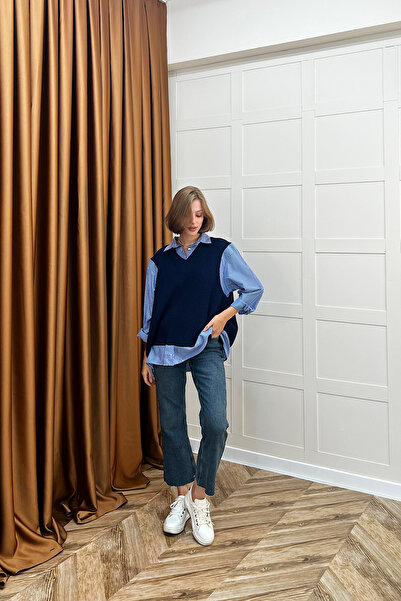 Stilife Трикотажна сорочка з светром, синя