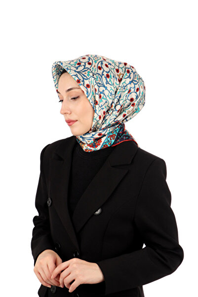 Bursa İpek Μεταξωτό μαντήλι Sura με μοτίβο μπλε λιβάνι