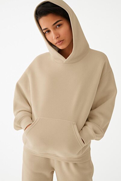 DM DOLCE MORE سترة رياضية بقلنسوة للجنسين مصنوعة من القطن الممشط بثلاث خيوط