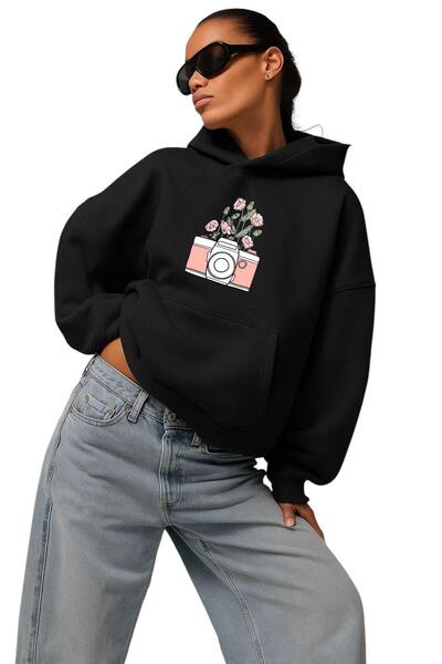 DM DOLCE MORE Hanorac unisex cu glugă, imprimat cu aparatul foto, din bumbac ...