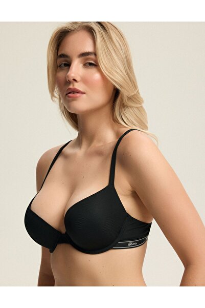 Bloovii Push-Up Bra with Racerback Clip Underwired Ribbed & Wide Elastic with...