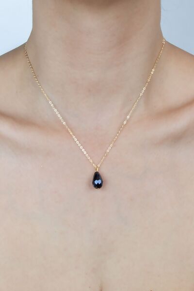Liveyn Design Thin Chain Crystal End Gold Necklace
