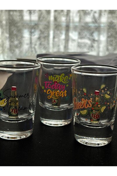 Sage Minyatür Desenli Tekila Shot Bardak 3 lü Desenli