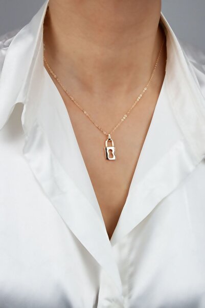 Liveyn Design قفل الشكل سلسلة رقيقة قلادة