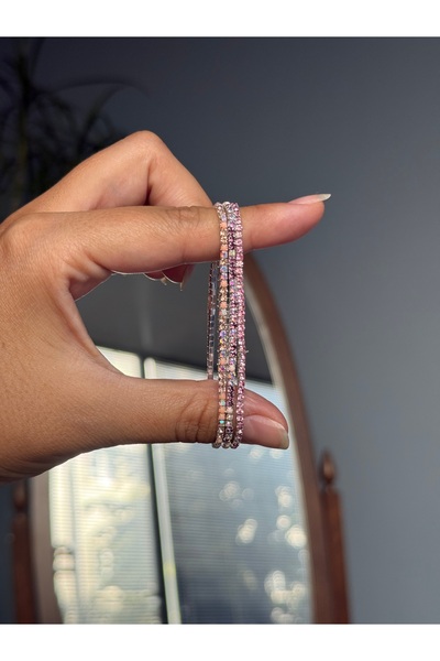 DGK COLLECTİON مجموعة من 3 أساور معدنية فضية اللون مرصعة بأحجار الزركون اللامعة