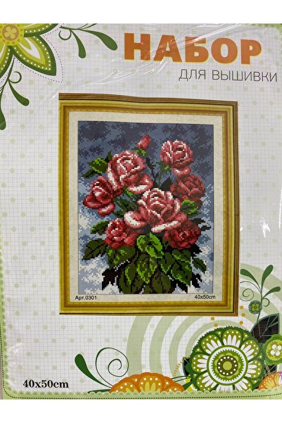 EleganTShoP Kit elegant de broderie în cruce cu etamină imprimată (fir, ac, ț...