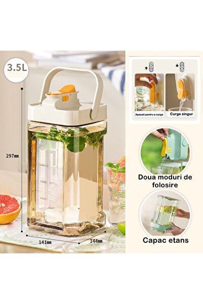 Flippy portable beverage dispenser, 3.5 liters, leak-proof lid, plastic container, white
