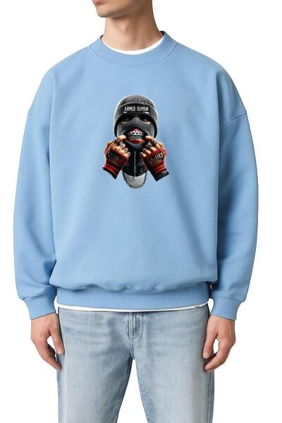 DM DOLCE MORE سترة رياضية يونيسكس مطبوعة من قماش القطن الممشط بثلاث خيوط من أ...