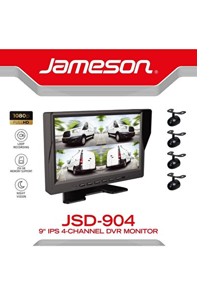Jameson JSD-904-9''-IPS 1024x600px-AHD KAMERA-4 KANAL-4 KAMERALI KAYITLI MONİ...