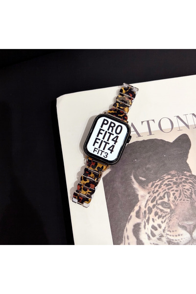 Alstrap Huawei Watch Fit 4 Pro Fit 4 Fit 3 Uyumlu Lüks Leopar Desenli Reçine Kordon